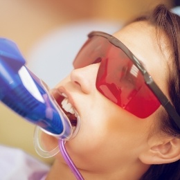 Dental patient having fluoride applied to their teeth